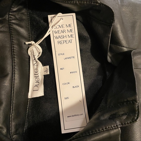 NWT DUETTE NYC Vegan Leather Long Shirt - The Lafayette - Picture 10 of 11